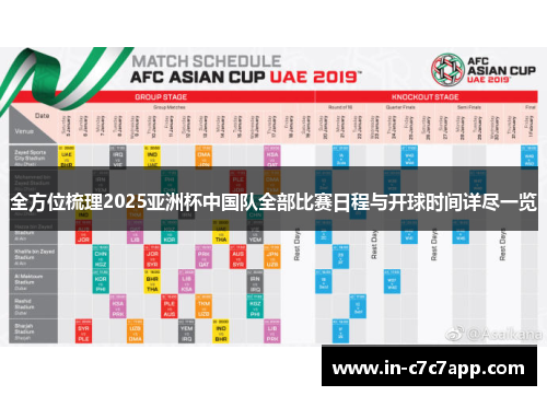 全方位梳理2025亚洲杯中国队全部比赛日程与开球时间详尽一览